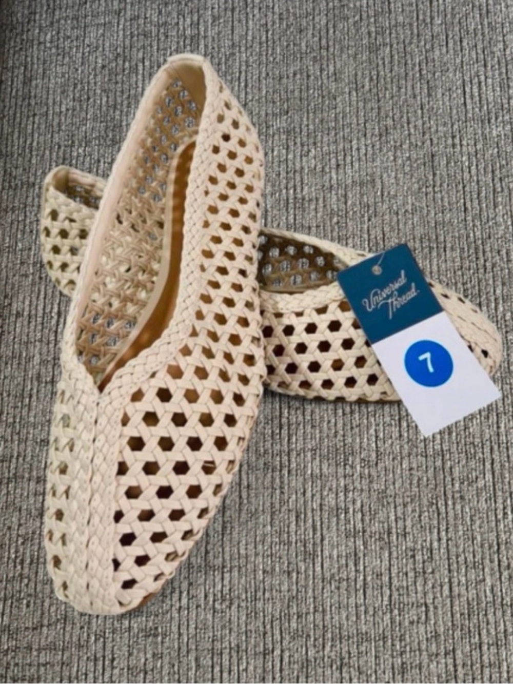 Universal Thread Cream Woven Slip-On Flats